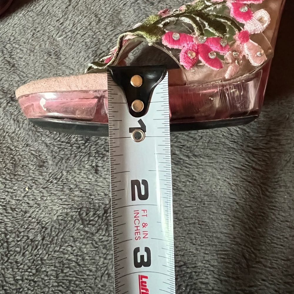 Ellie small platform heels pink flowers - Picture 7 of 7